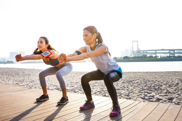 Women getting fit in the city of Tokyo in Japan.