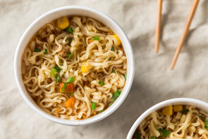 Instant Ramen Noodles in a Cup with Beef Flavoring