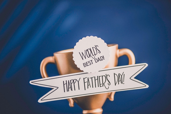 Father's Day trophy with message for dad