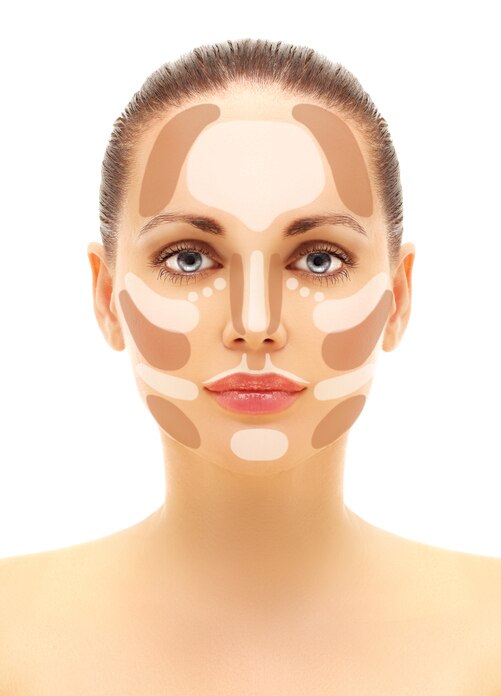 Contouring. Contour and highlight makeup.