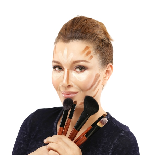 Contouring. Contour and highlight makeup.