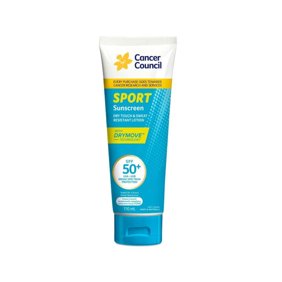 Cancer Council Sport Sunscreen SPF50+ UVA/UVB (Dry Touch & Sweat Resistant Lotion)