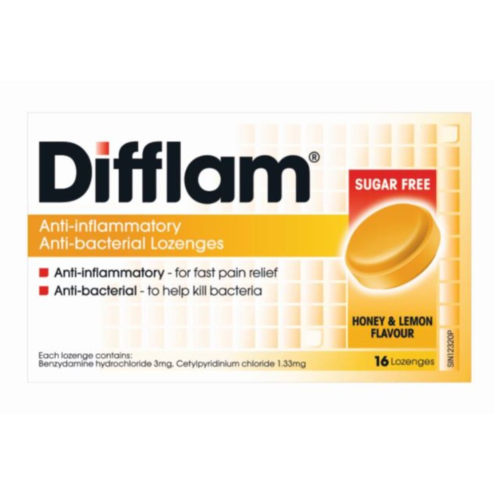 DIFFLAM, AntiInflammatory Antibacterial Honey Lemon Sugar Free 16