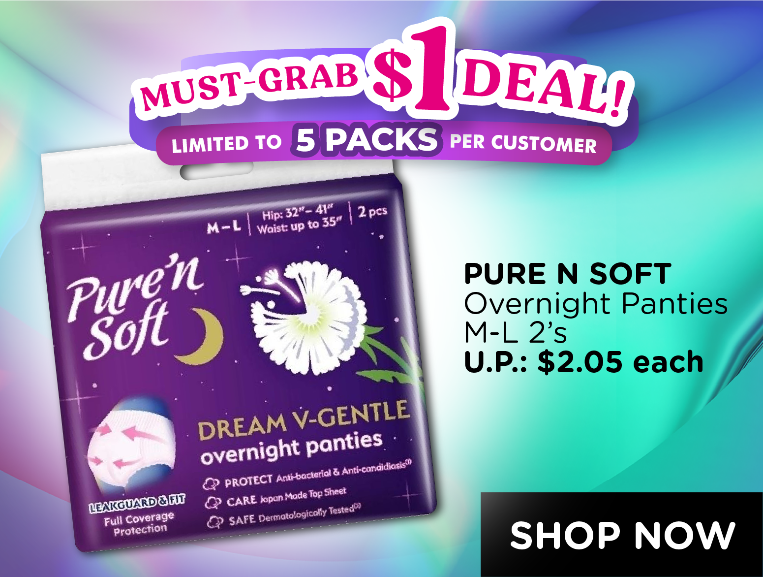 Watsons $1 Deal Pure n Soft Overnight Panties.png