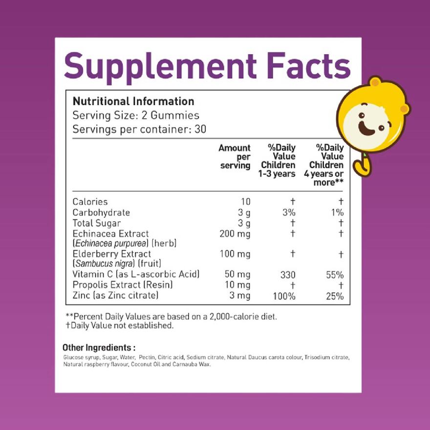 Elderberry Immunity Natural Raspberry Flavour Gummies for Kids 60s-91458.jpg