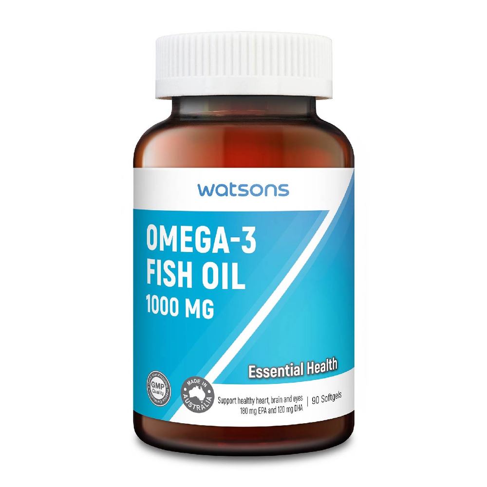 Watson Fish WATSONS, Omega-3 Fish Oil Softgel 1000Mg (Support Heart, Brain & Eyes ...
