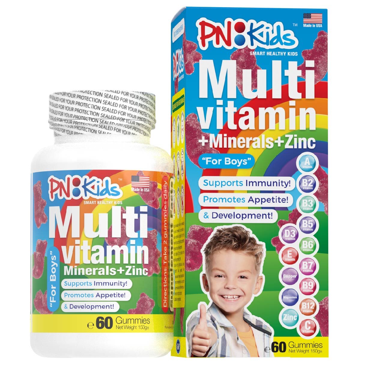 Boy Ate 150 Gummy Vitamins For Breakfast PNKIDS MultiVitamin + Minerals Gummies For Kids Boys (Support Immunity